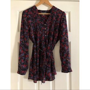 Maternity: Floral Blouse with Tie Waist